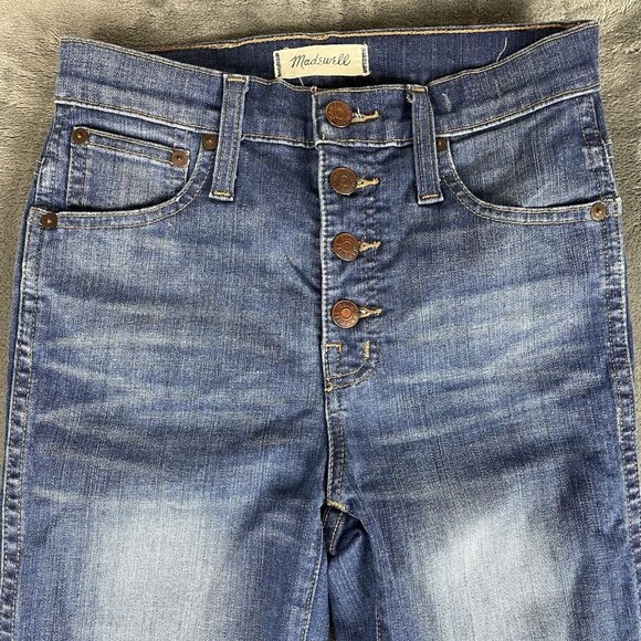 Madewell Womens 10” High-Rise Skinny Blue Denim Distressed Jeans Size 24 - Picture 3 of 11
